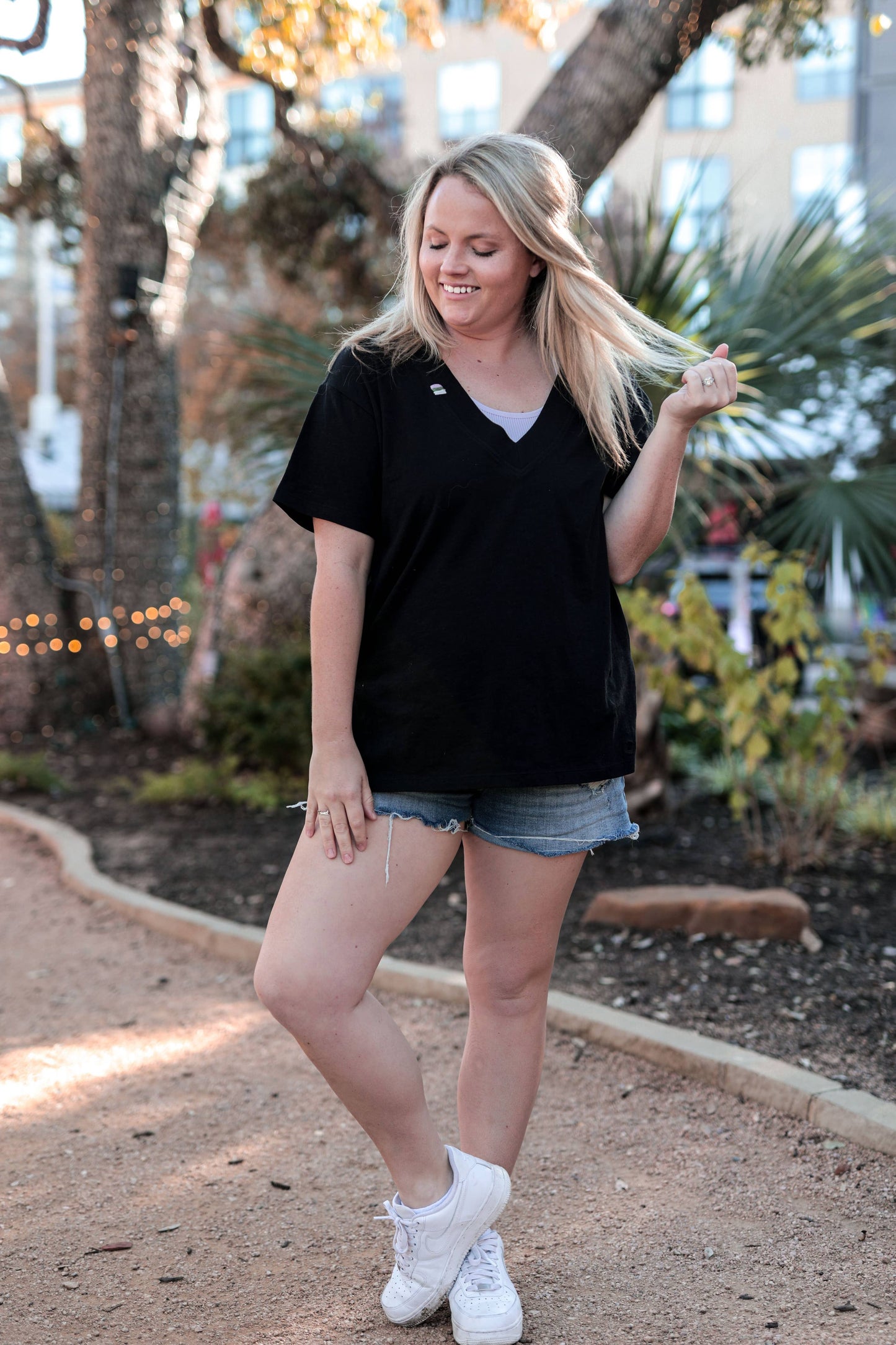 Boyfriend V Neck Short Sleeve- Midnight