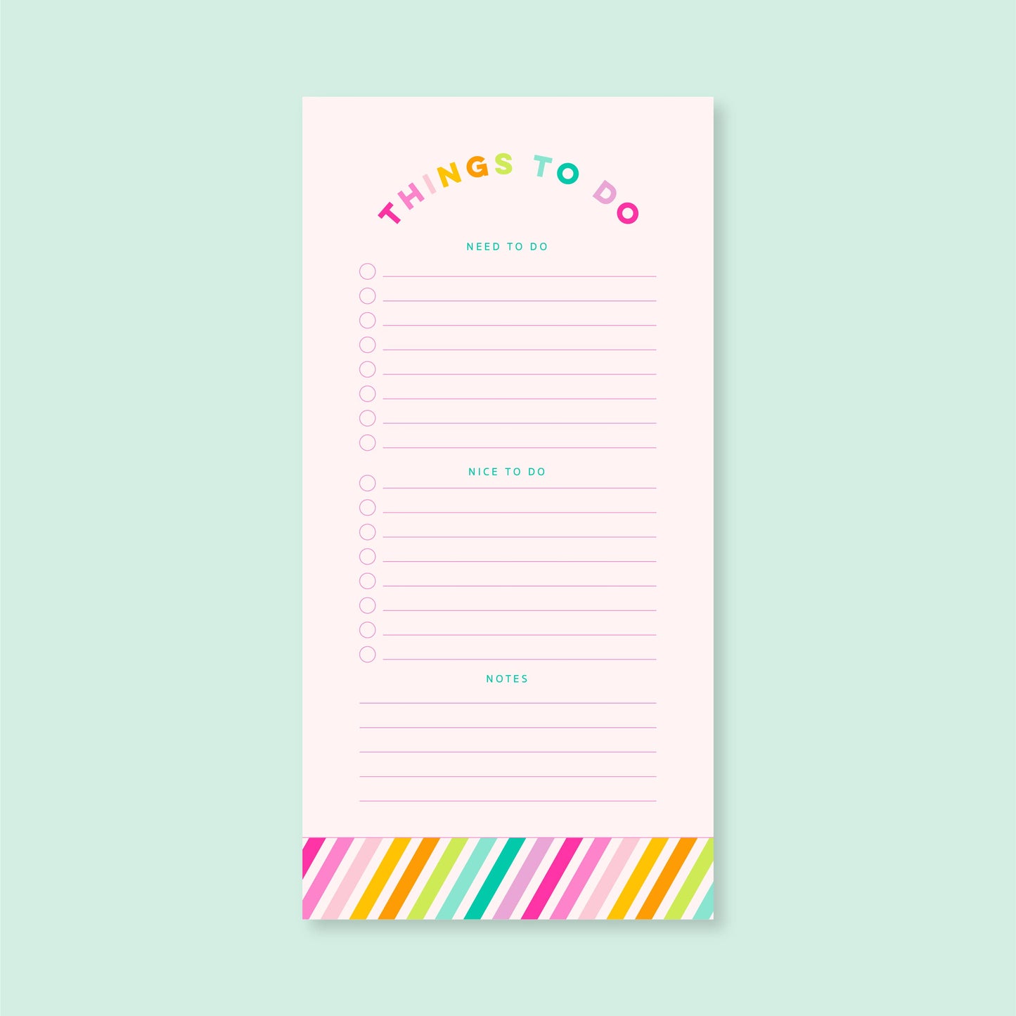List Notepad | 4.25"x8.5" | Rainbow Stripes