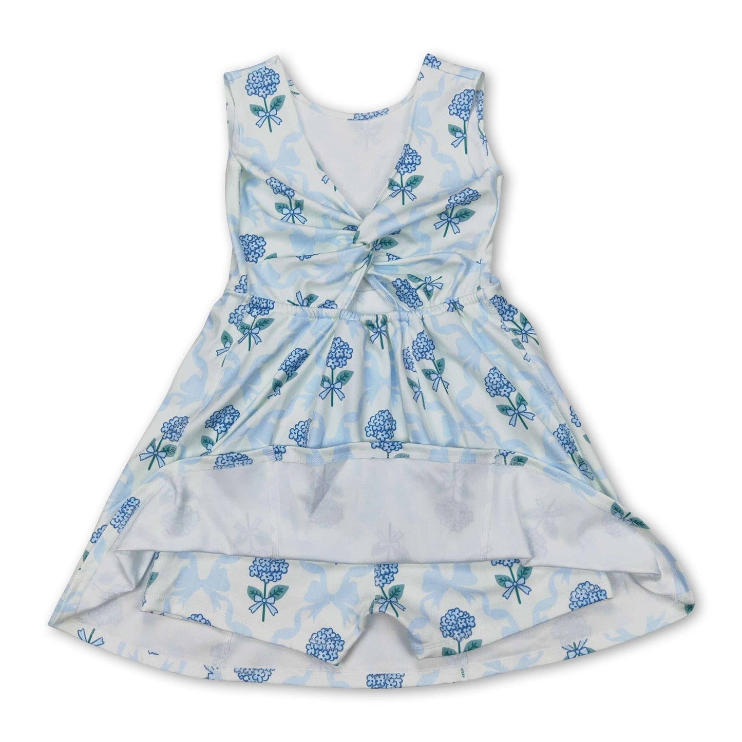 Light Blue Bow Kids Athletic Dress