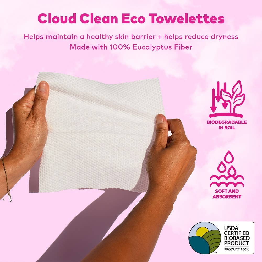 Cloud Clean Eco Towelettes, Certified 100% USDA