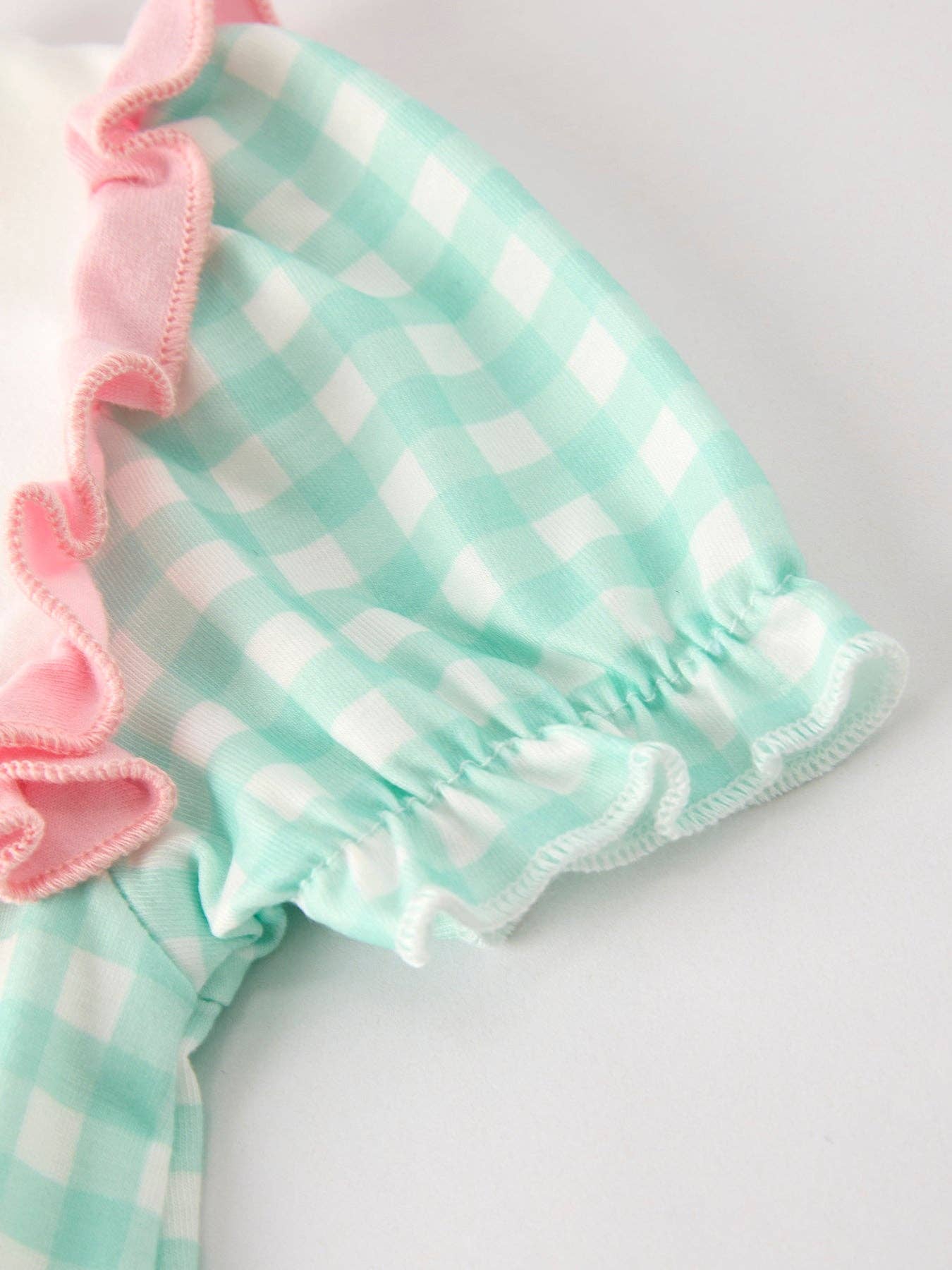 Fall Pumpkin Flowers Embroidered Check Girls Romper