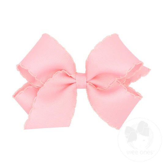 King Grosgrain Hair Bow with Matching Moonstitch Edge