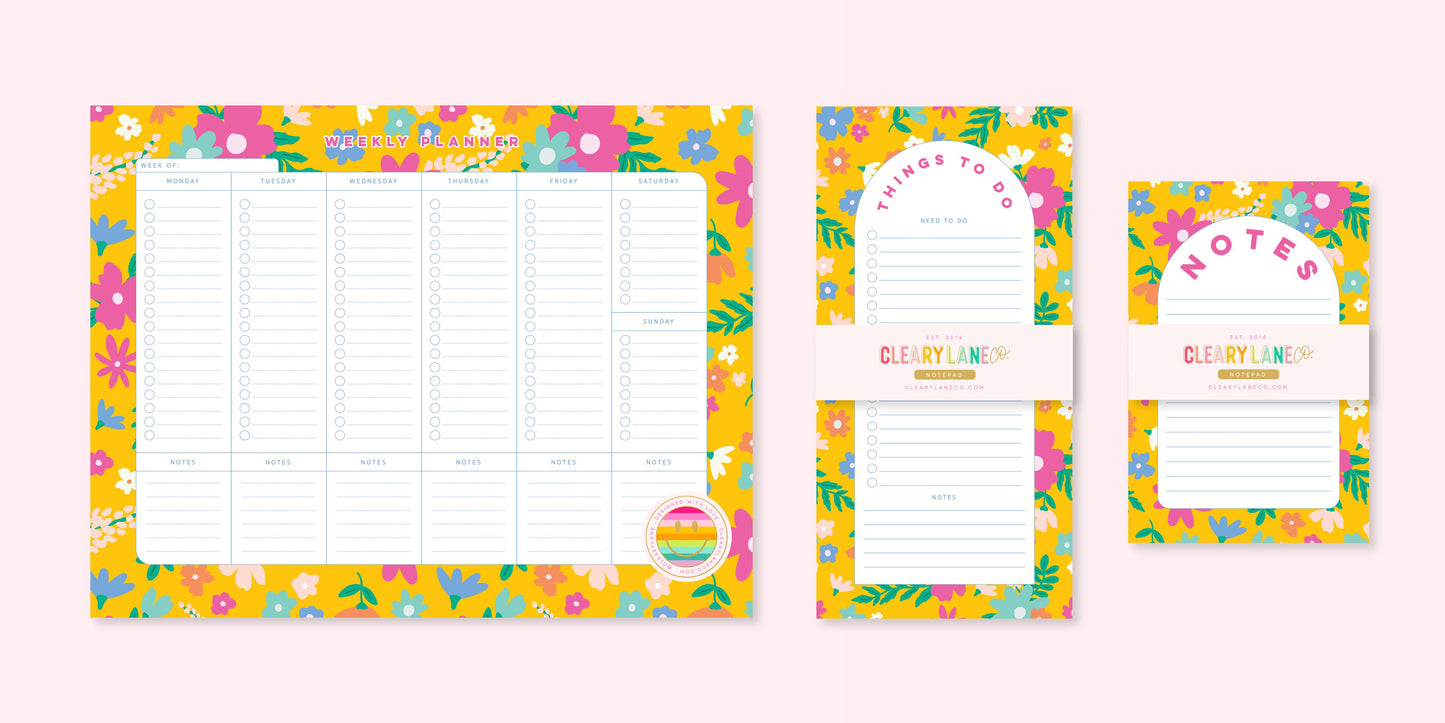 List Notepad | 4.25"x8.5" | Canary Floral Jungle