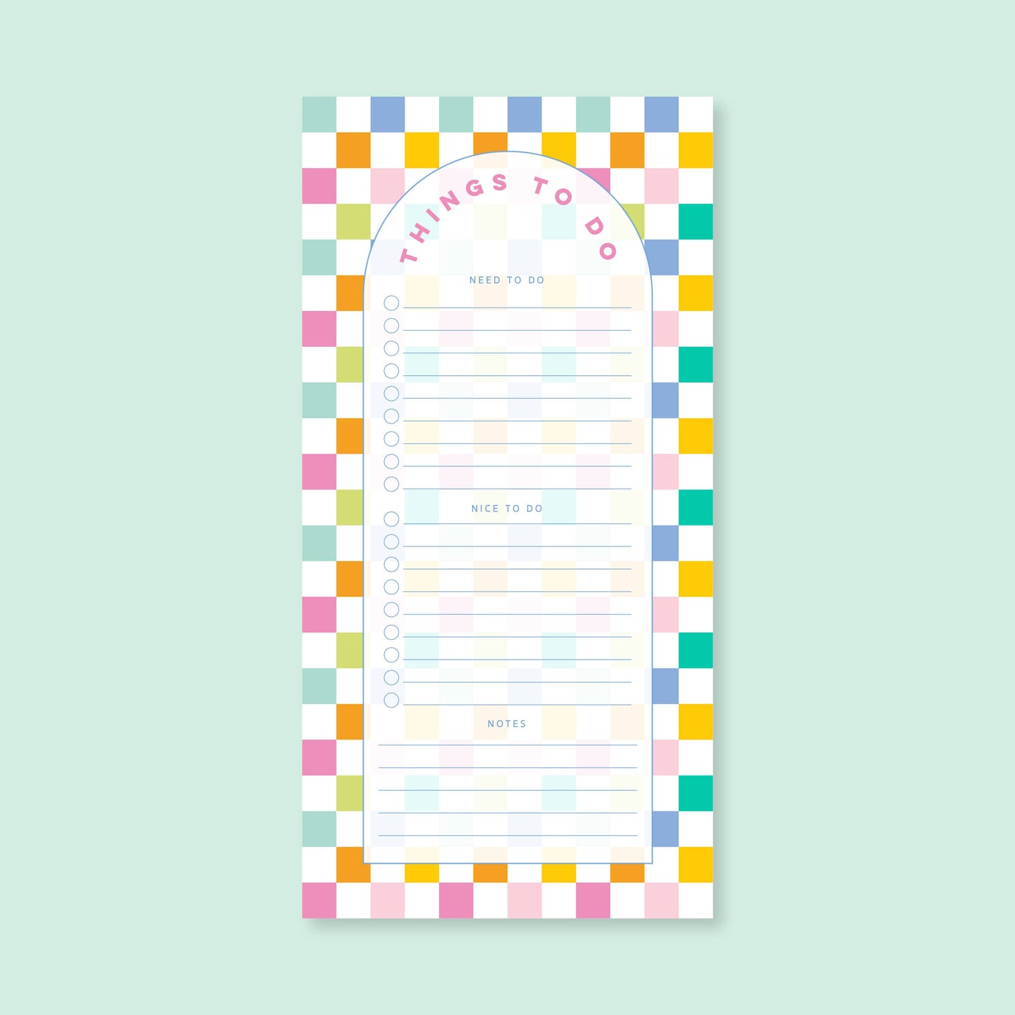List Notepad | 4.25"x8.5" | Rainbow Checkers