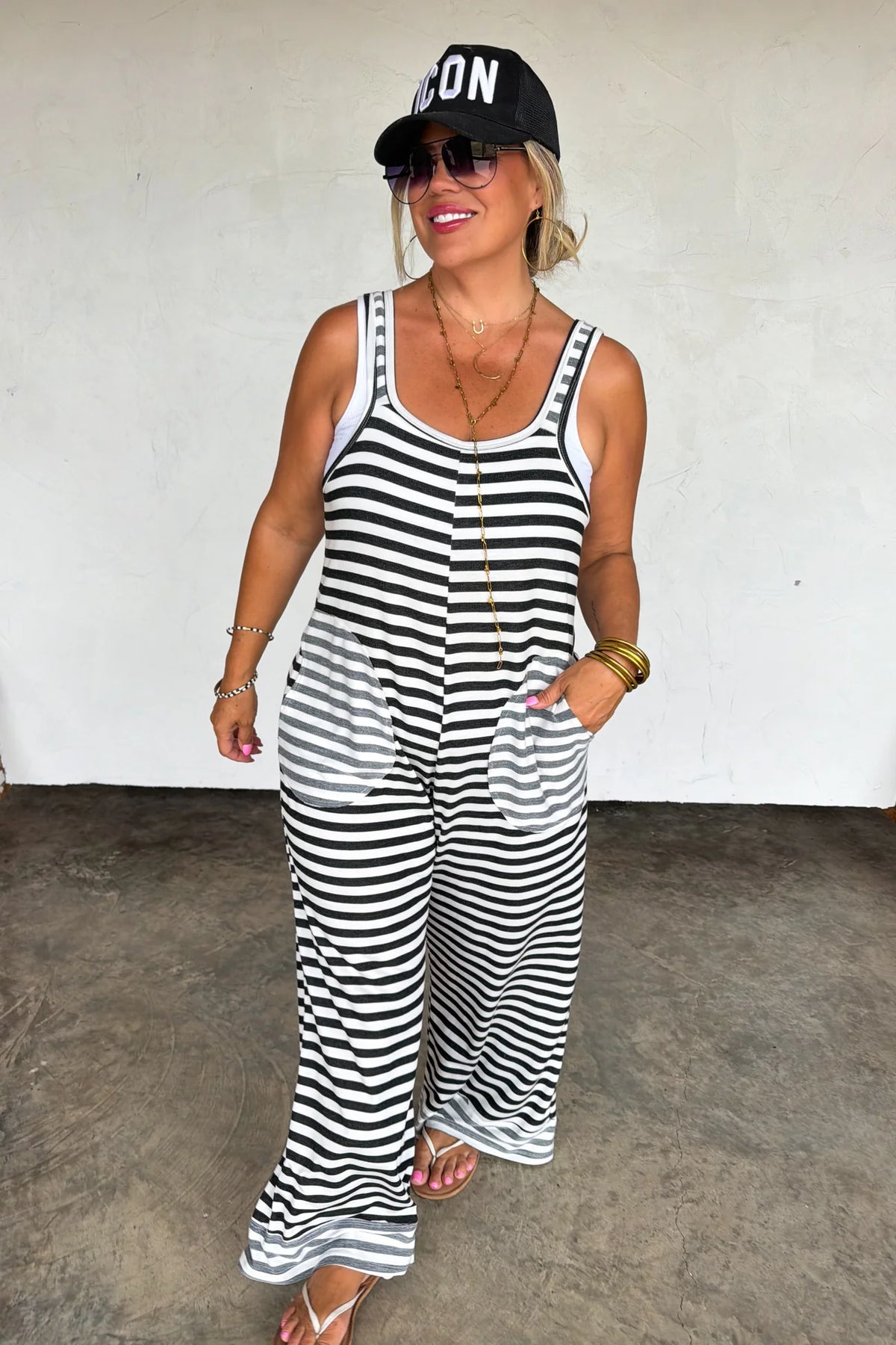 RICKI STRIPE TERRY ROMPER