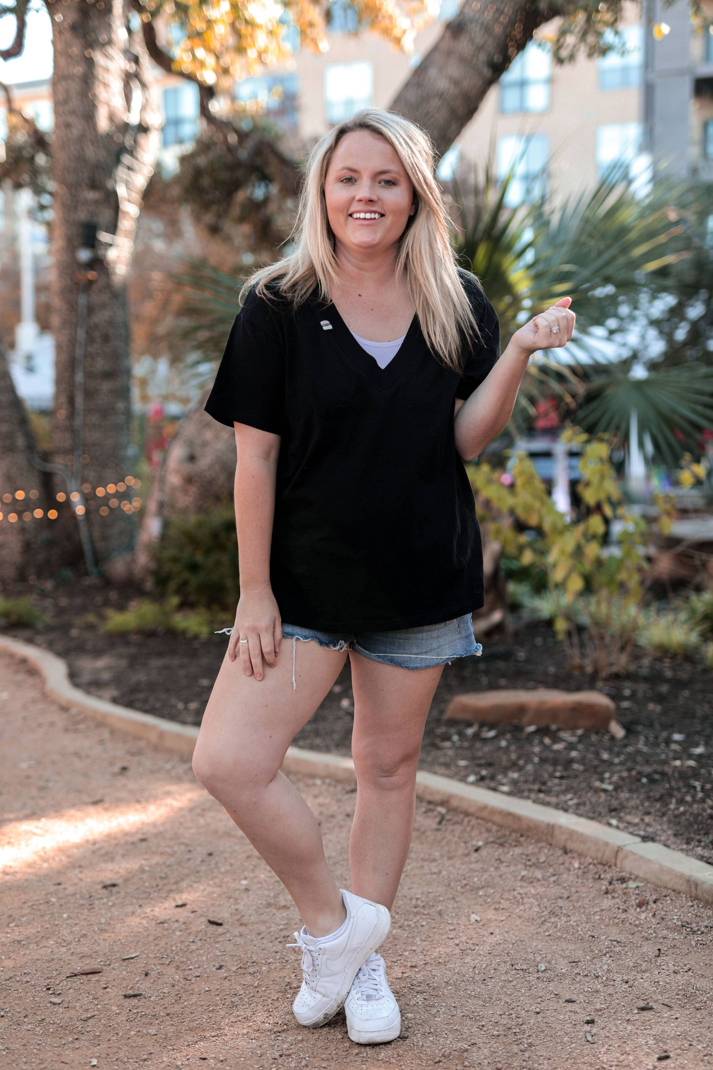 Boyfriend V Neck Short Sleeve- Midnight