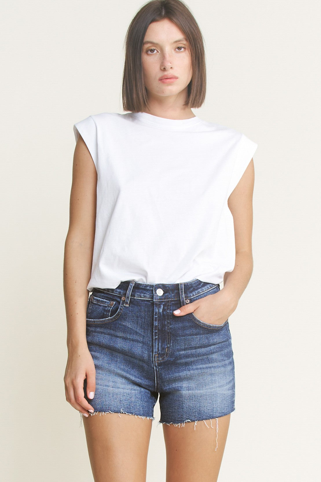 Dark Sea Blue High Rise Shorts