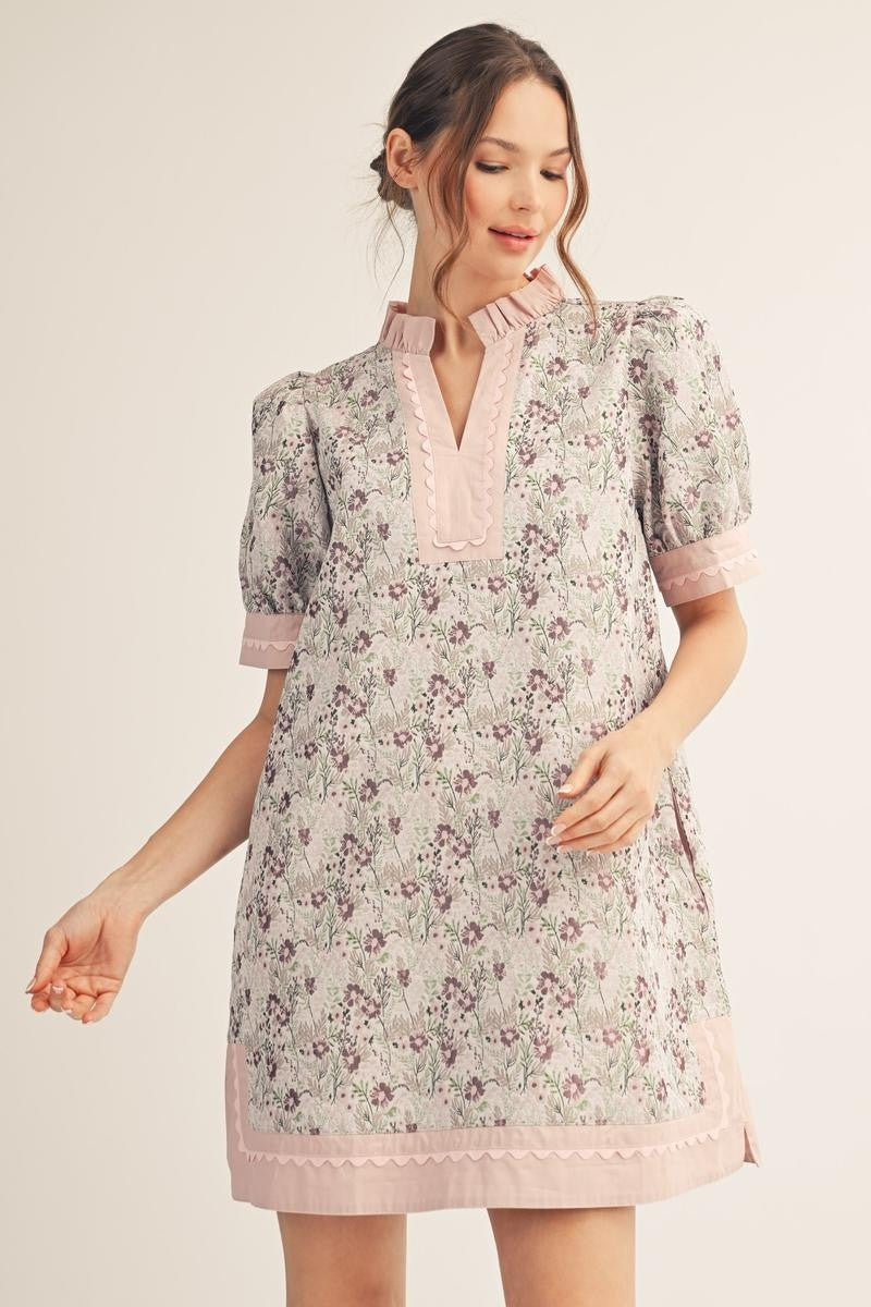 Floral Jacquard Lovely Shift Dress