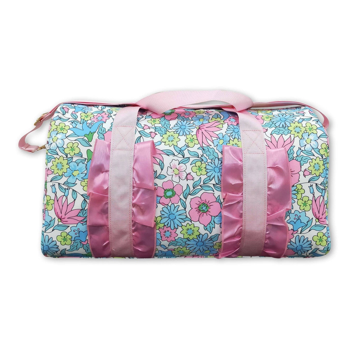 Pink Ruffle Floral Duffel Bag