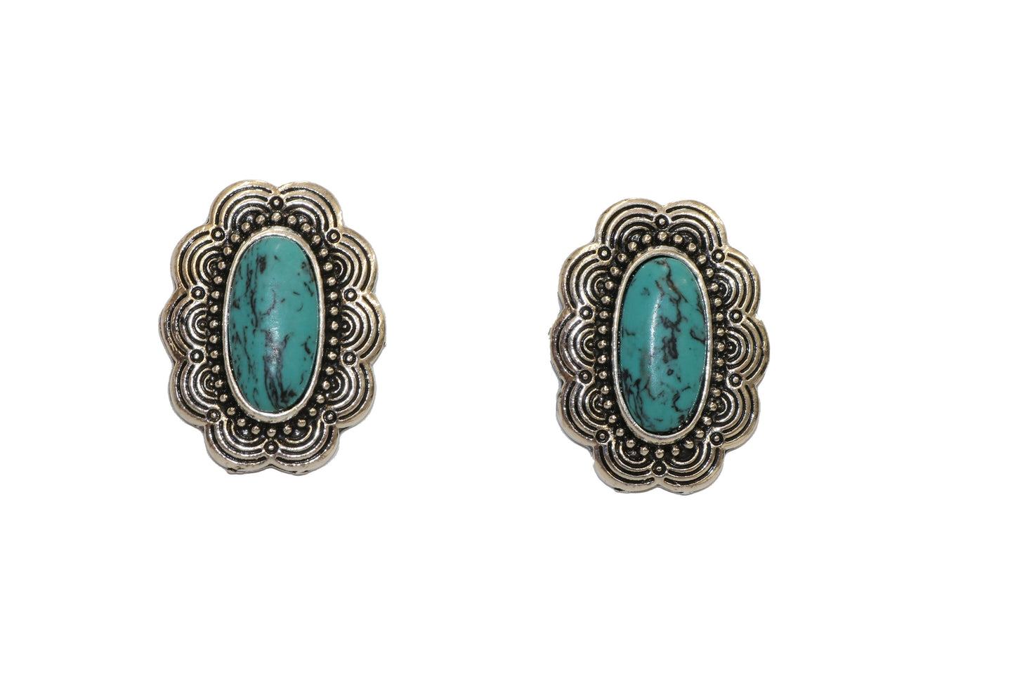 1.5" Turquoise Flower Post Earring