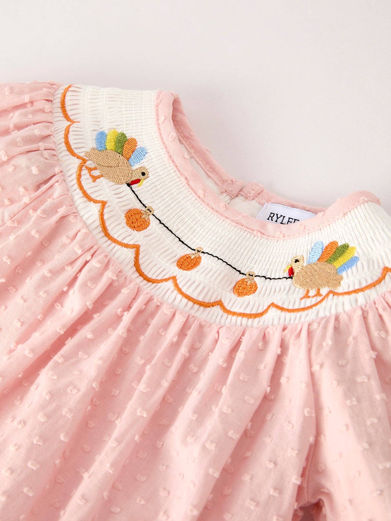 Fall Thanksgiving Turkey Pumpkin Smock Baby Romper