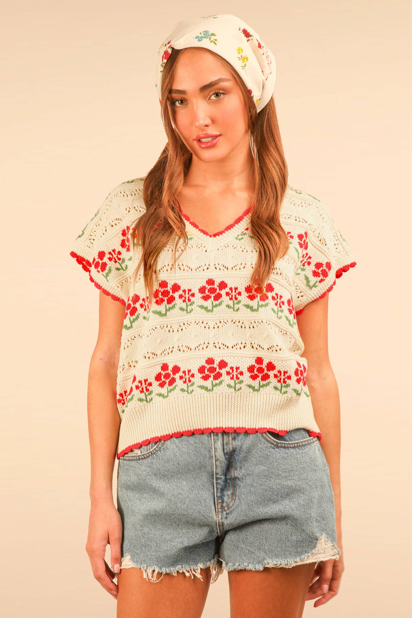 Floral Graphic Knit Sweater Vest