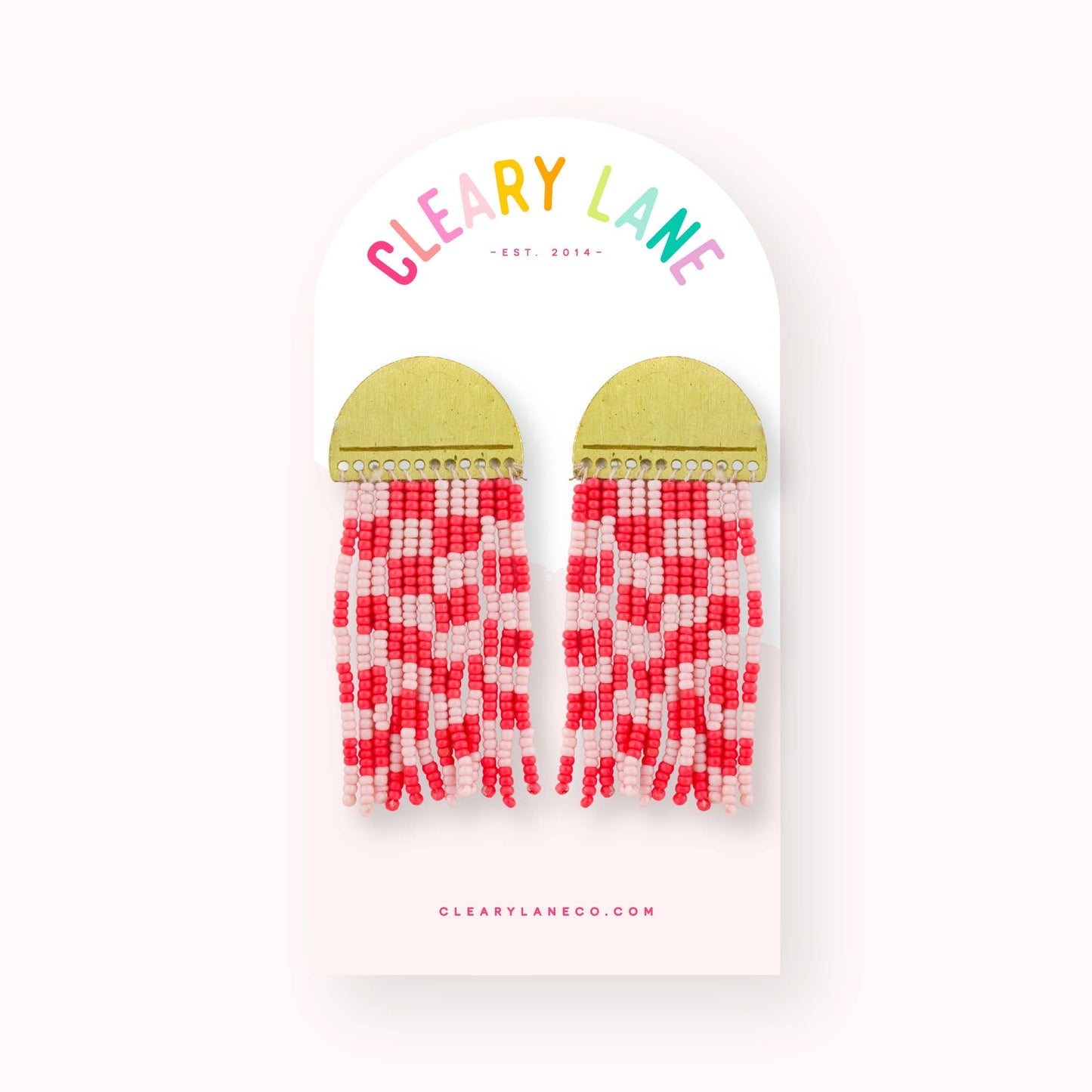 Beaded Earrings | Pink Checkers