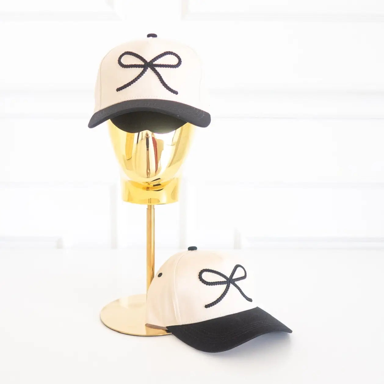 Black Cross Stitch Bow - Baseball Cap