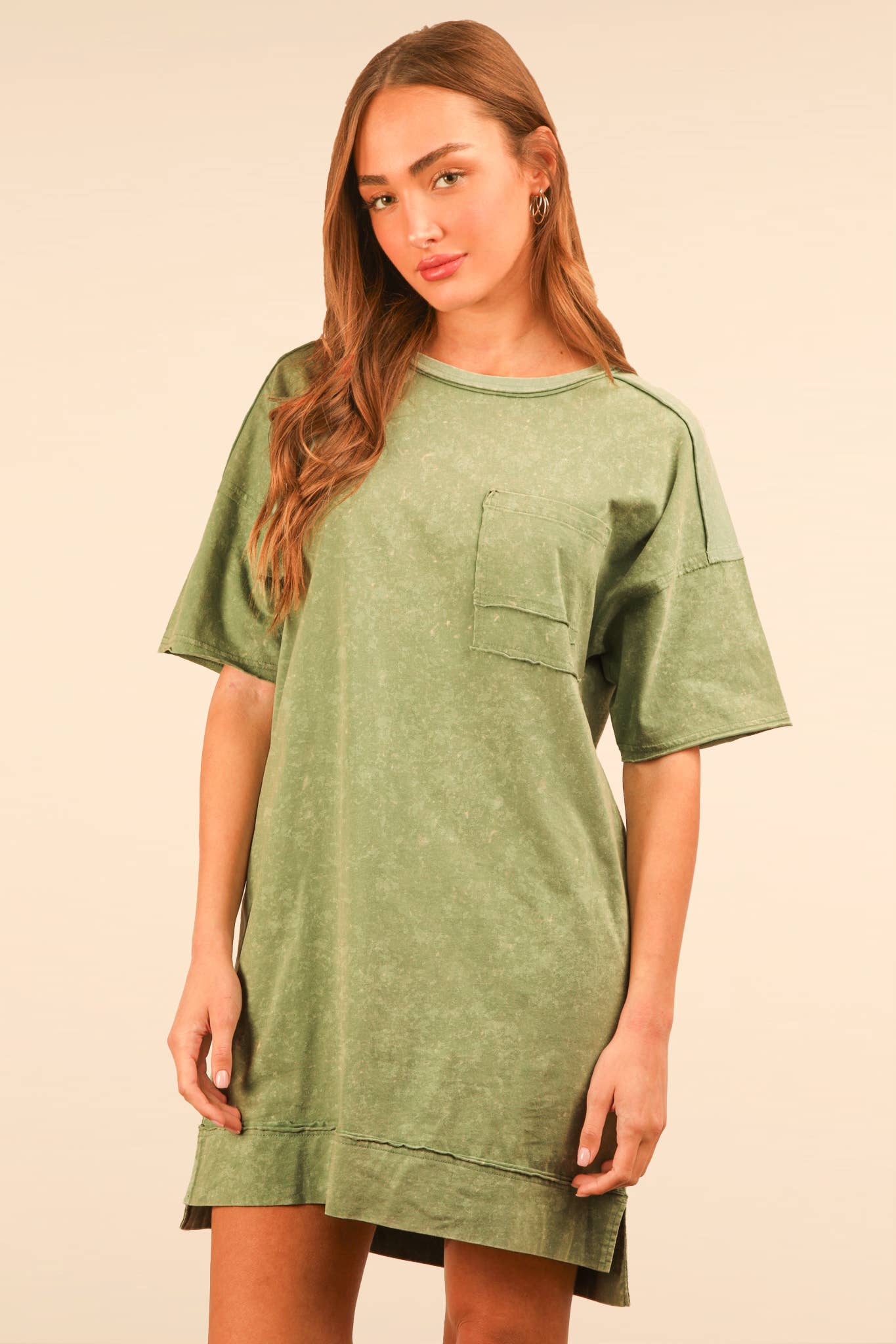 Mineral Washed Knit Oversized Shift Mini Dress