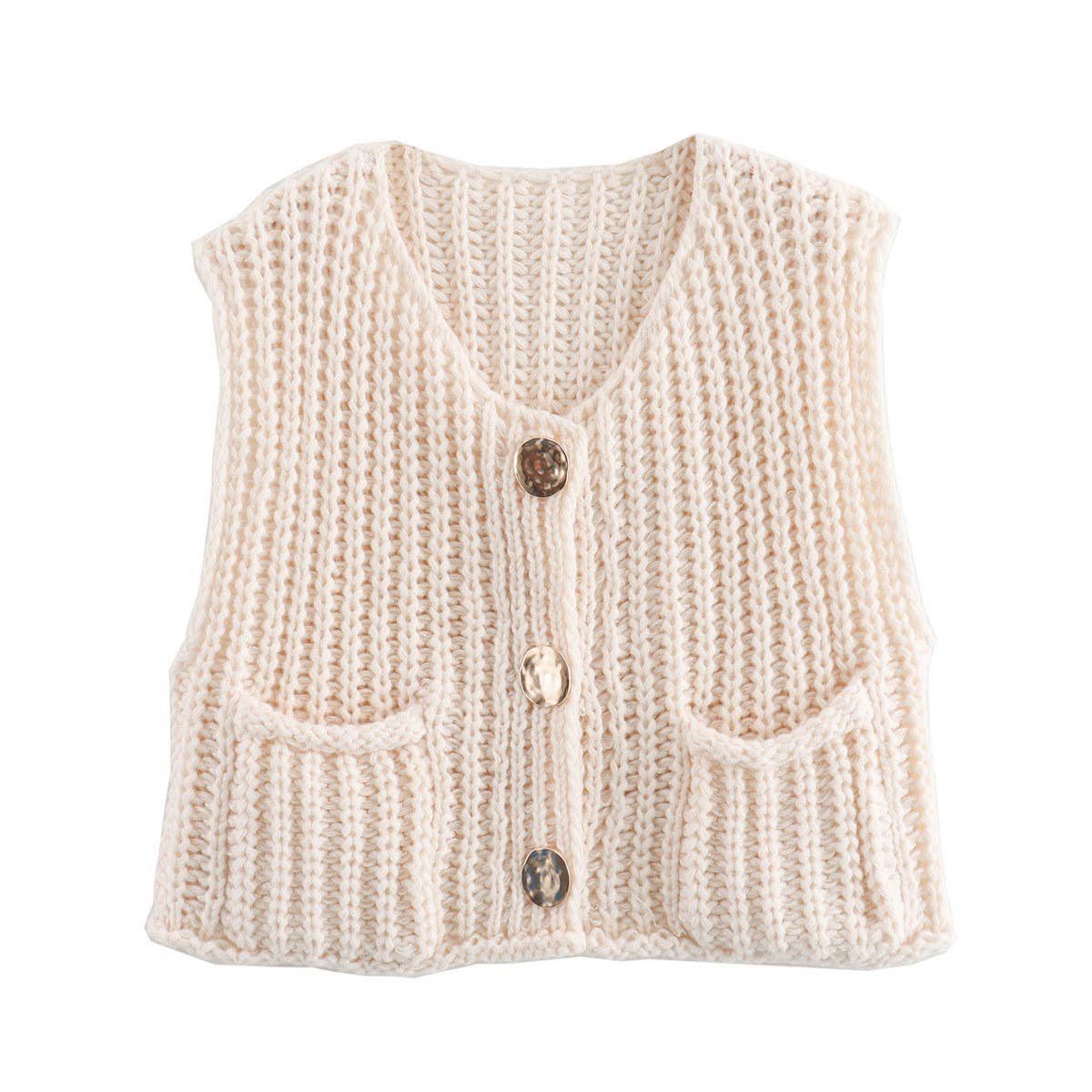 Button-Front Knitted Vest