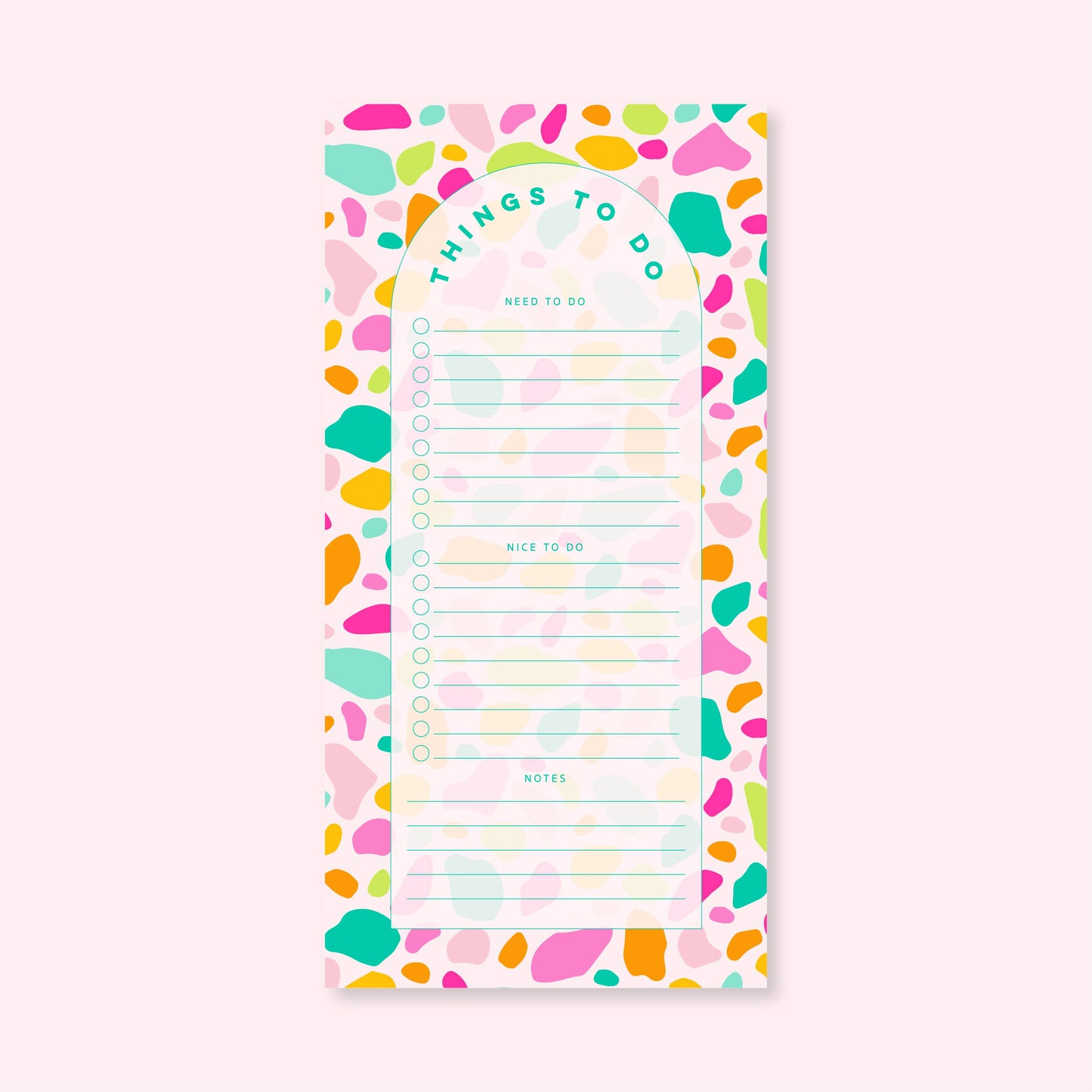 List Notepad | 4.25"x8.5" | Pink Rainbow Terrazzo