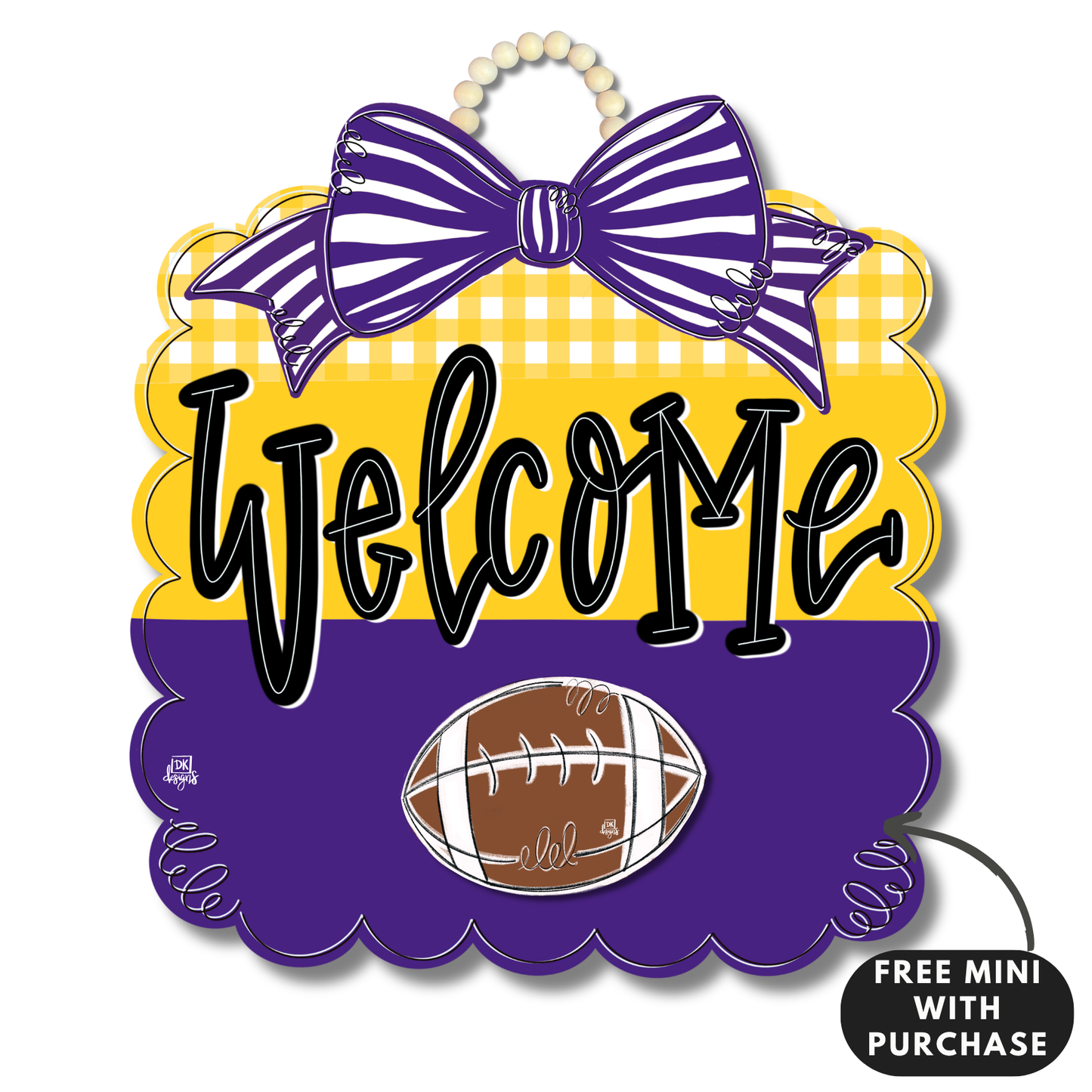 Purple and Yellow Gold Football Scallop w / mini