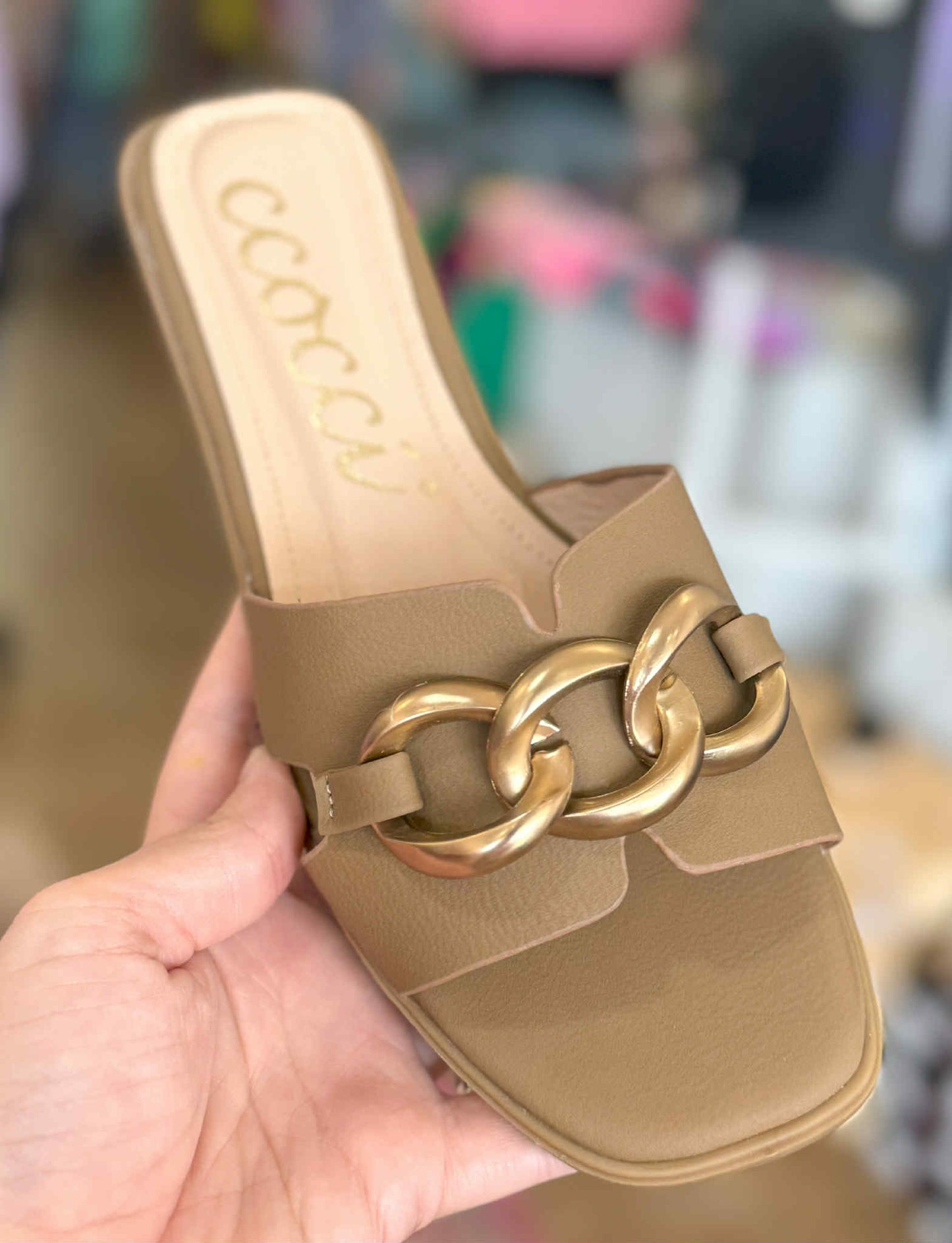 Baylor Chunky Matte Bronze Chain Detail Sandal