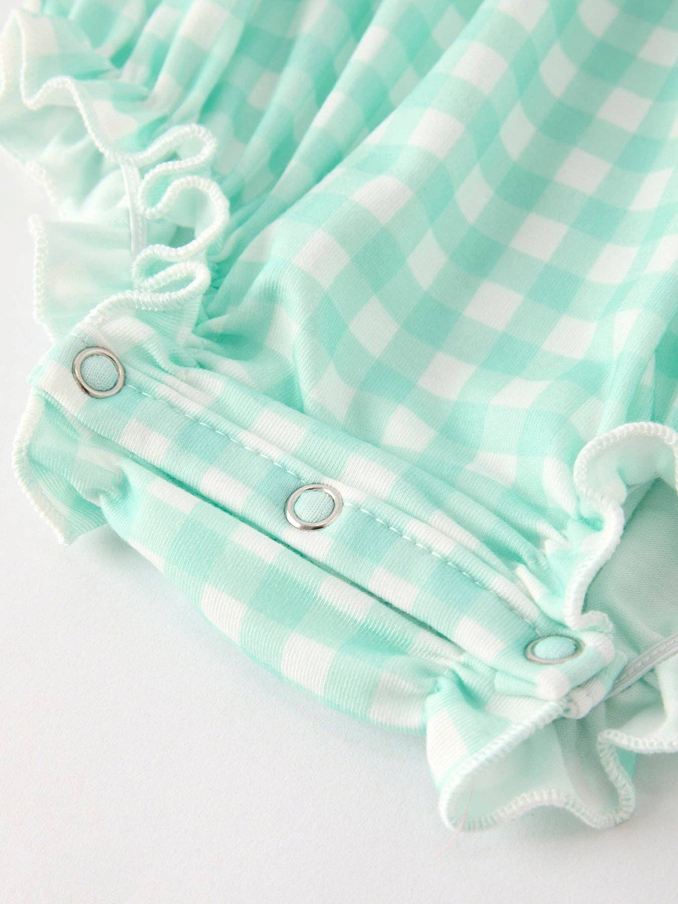Fall Pumpkin Flowers Embroidered Check Girls Romper