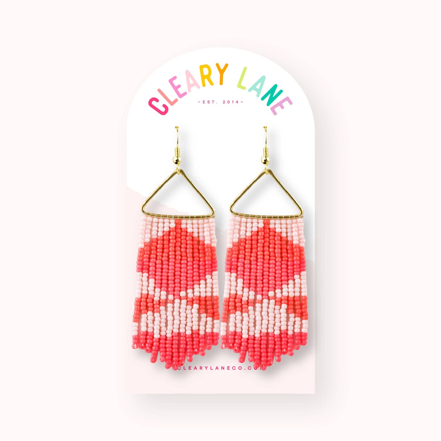 Beaded Dangle Earrings | Pink Aztec