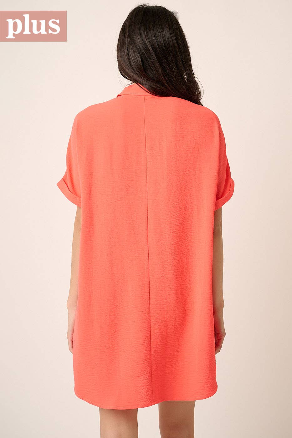 PLUS AIRFLOW DOLMAN SHORT SLEEVE MINI SHIRT DRESS