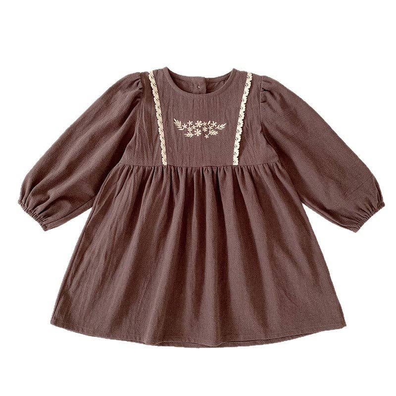 Toddler Girl Fall Outfit Embroidered Dress Baby Romper - Multiple Colors Available