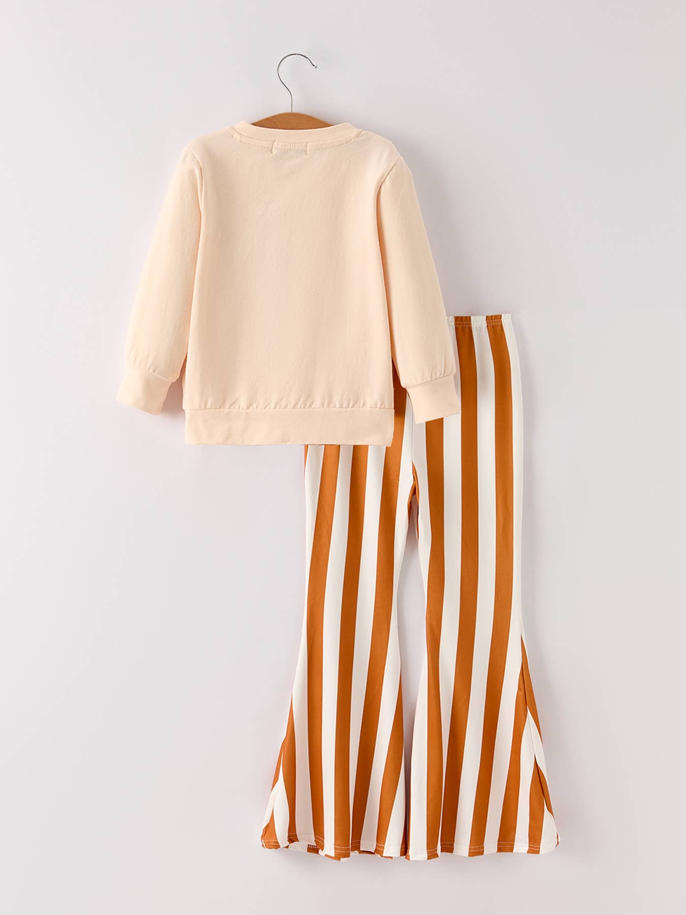 Fall Thanksgiving "thankful" Chenille Patches Stripe Girls Long Sleeve Set