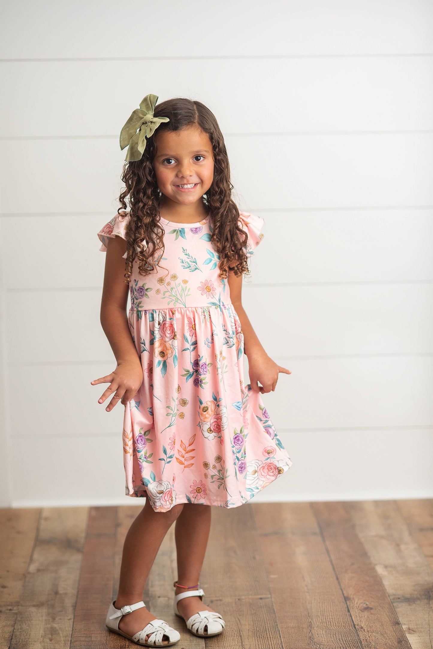 Kids Blush Dainty Floral Claire Spring Easter Flutter Dress