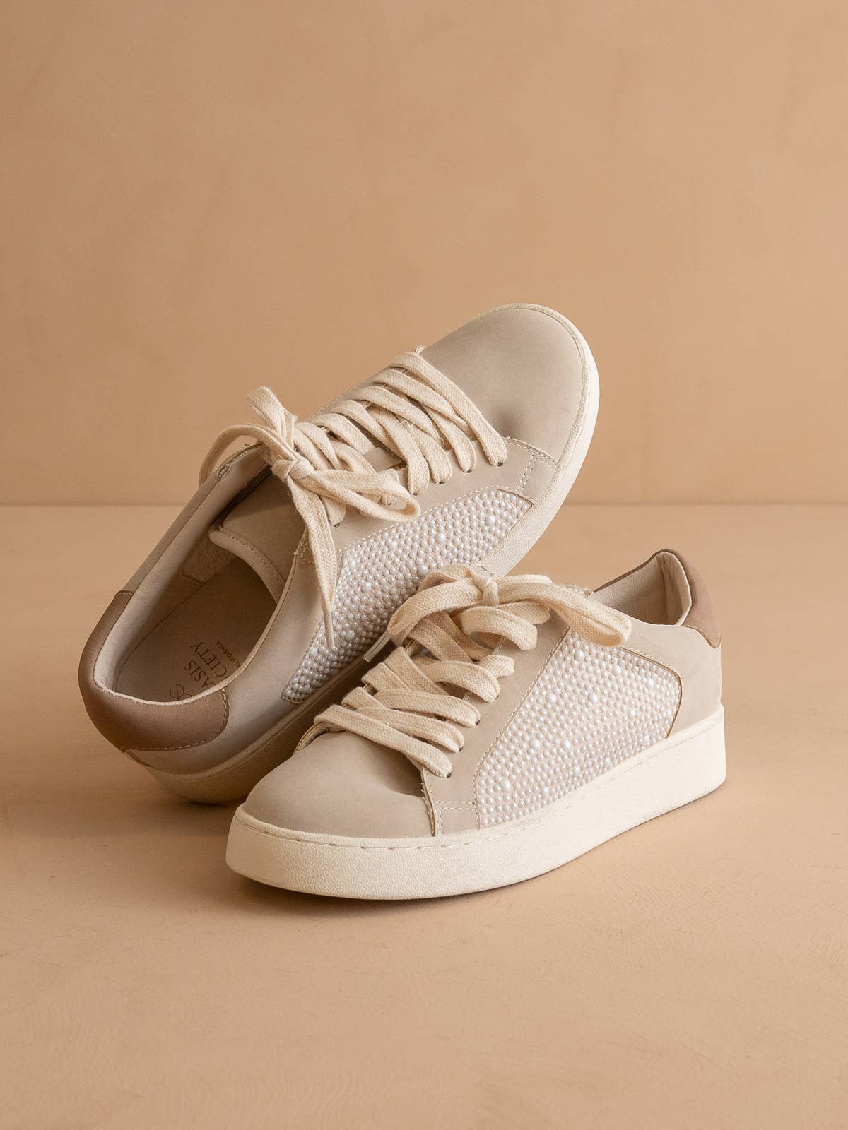 The Berne Light Grey | Pearl Studded Paneled Sneaker