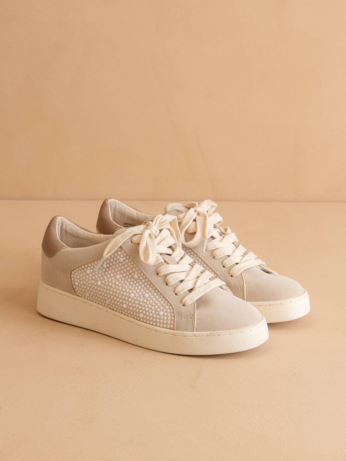 The Berne Light Grey | Pearl Studded Paneled Sneaker