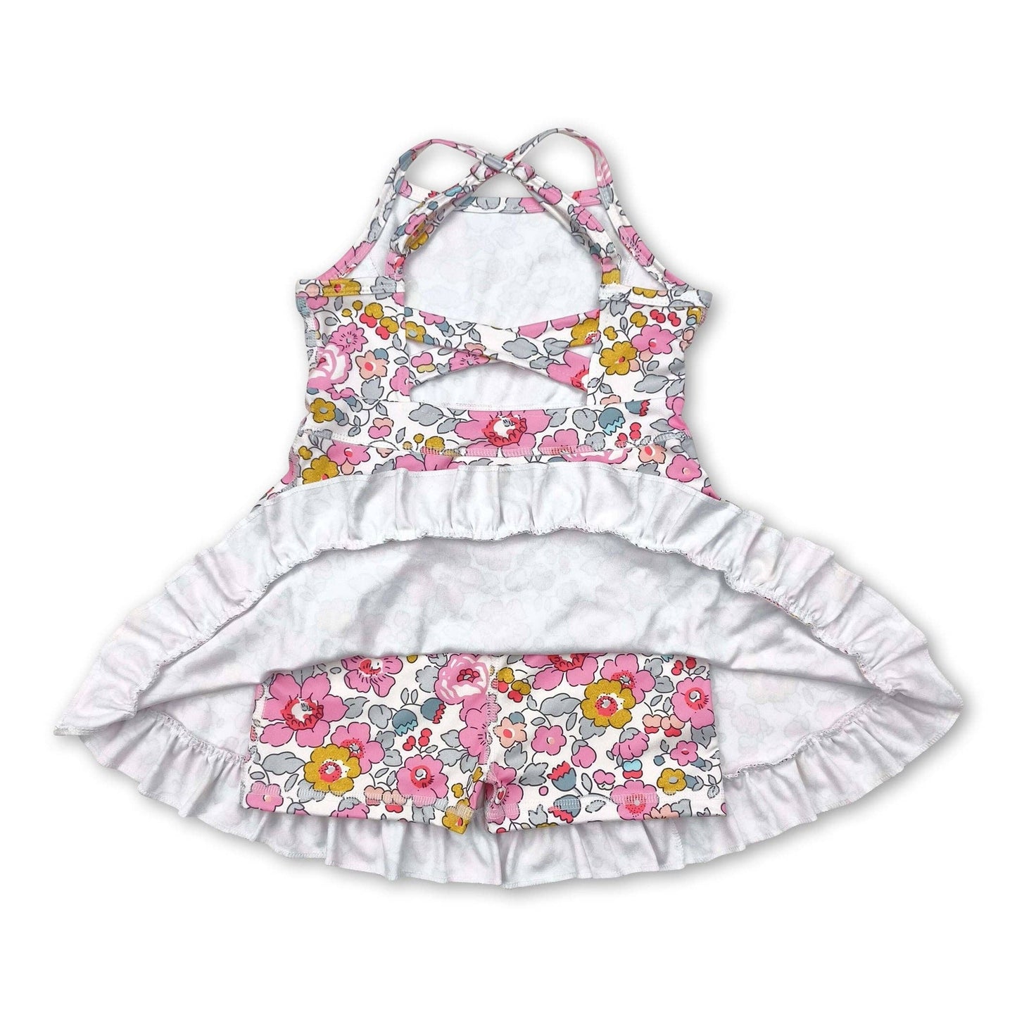 Pink Floral Kids Athletic Dress
