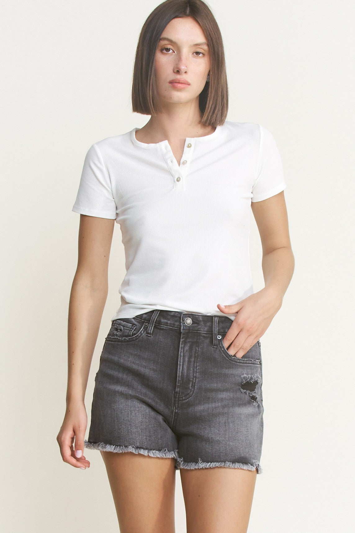 Charcoal Super High Rise Shorts