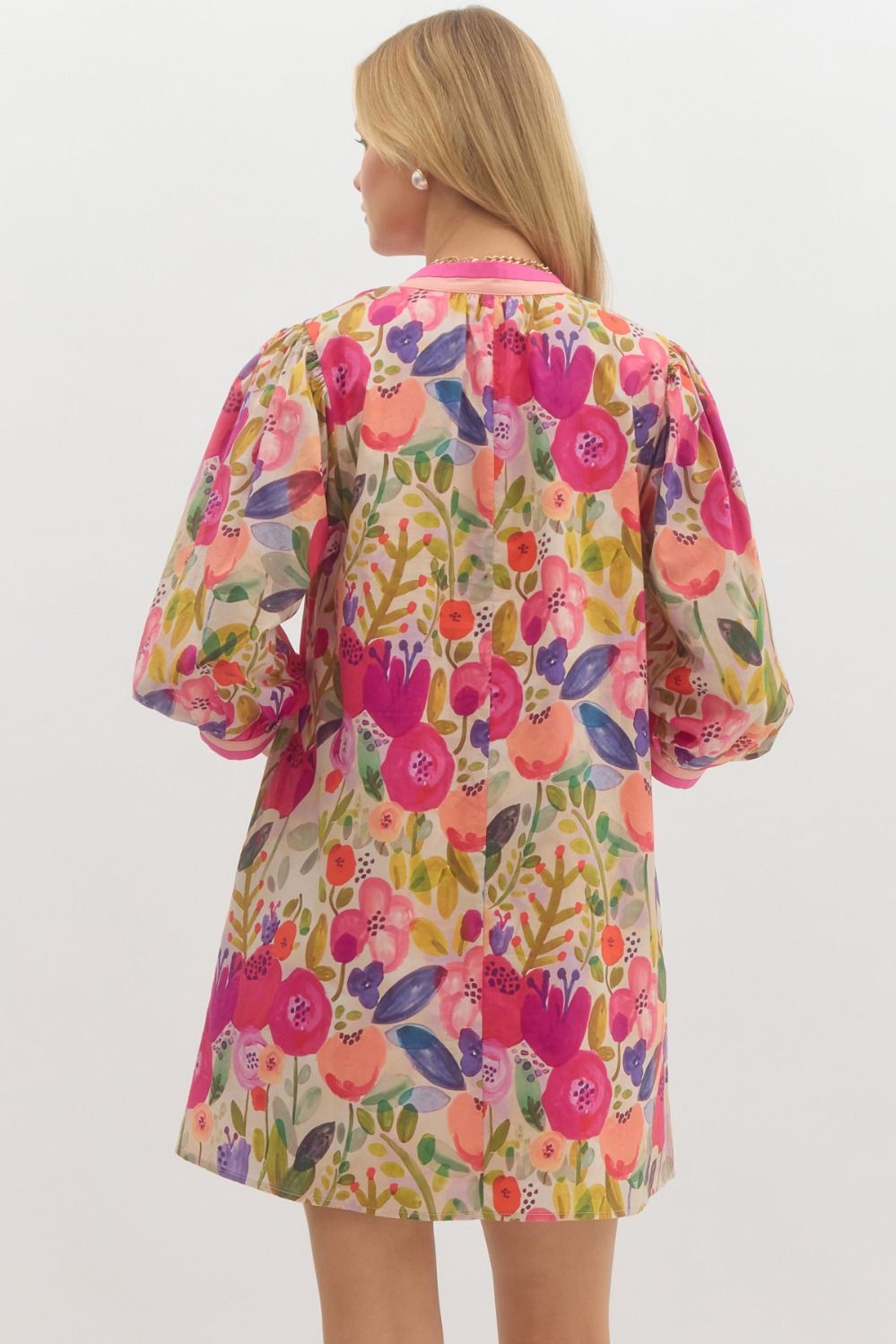 Erin Floral Bubble Sleeve Dress