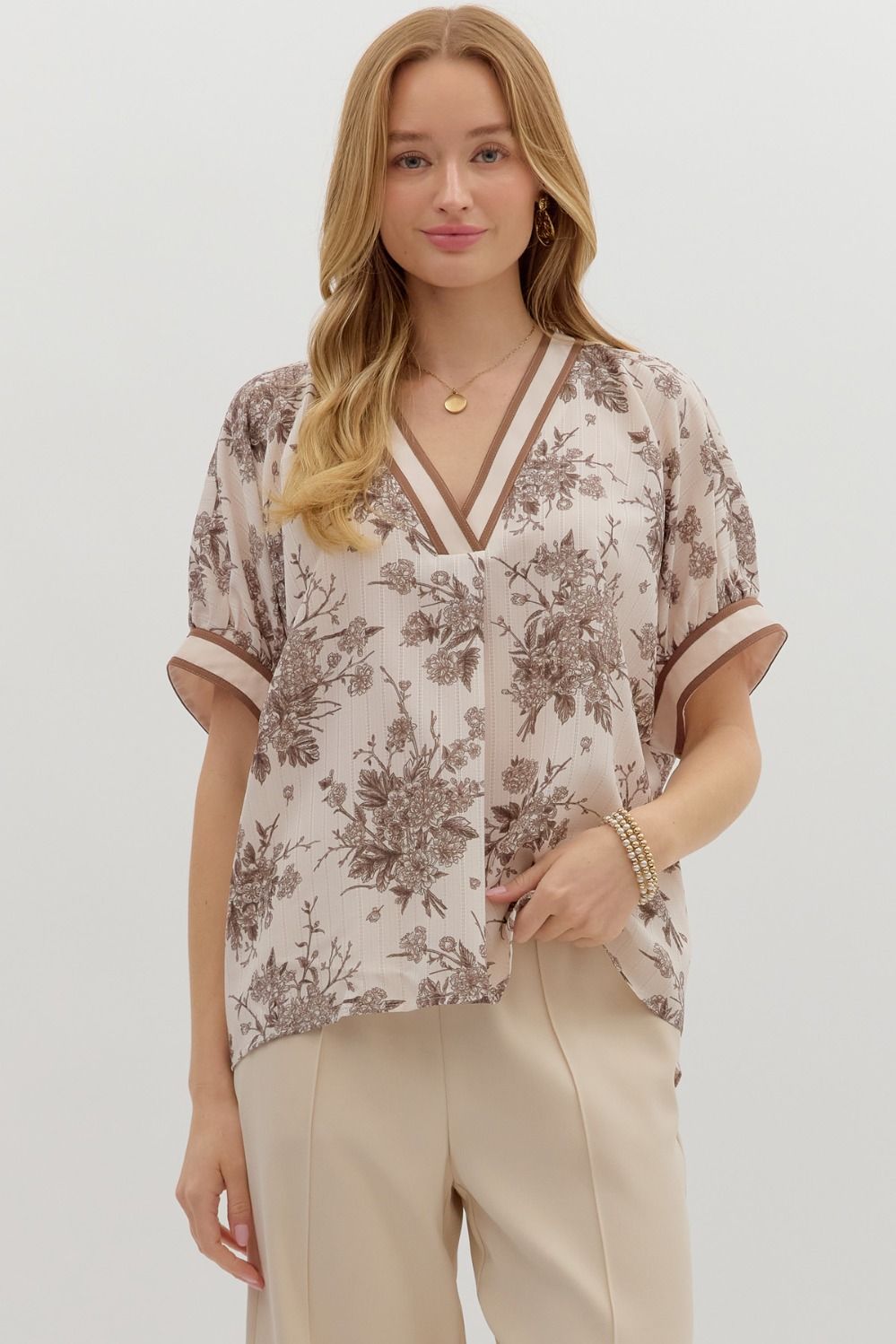 Mocha Floral Oversized Dolman Top