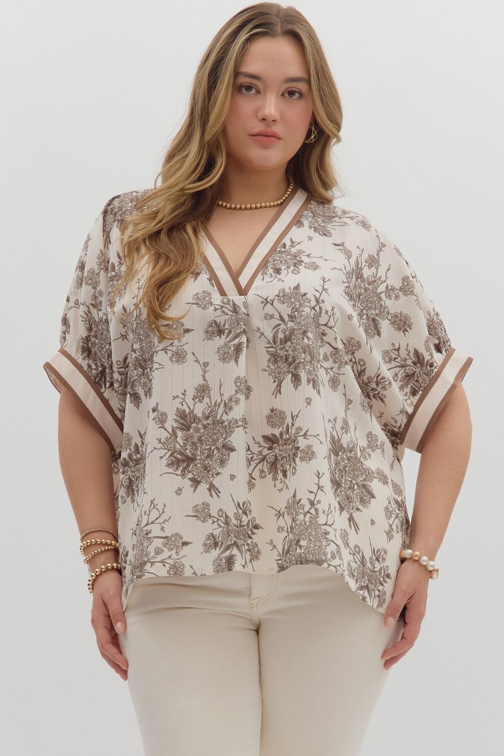 Mocha Floral Oversized Dolman Top