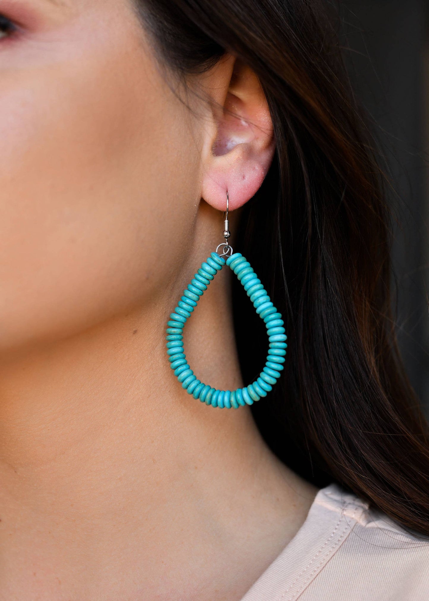 Turq Rondel Teardrop Earring