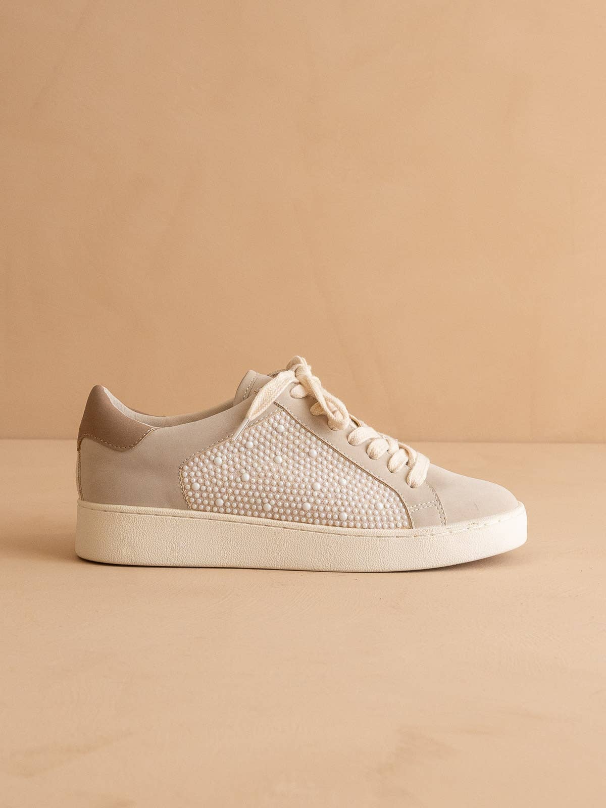 The Berne Light Grey | Pearl Studded Paneled Sneaker