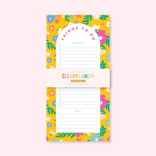 List Notepad | 4.25"x8.5" | Canary Floral Jungle