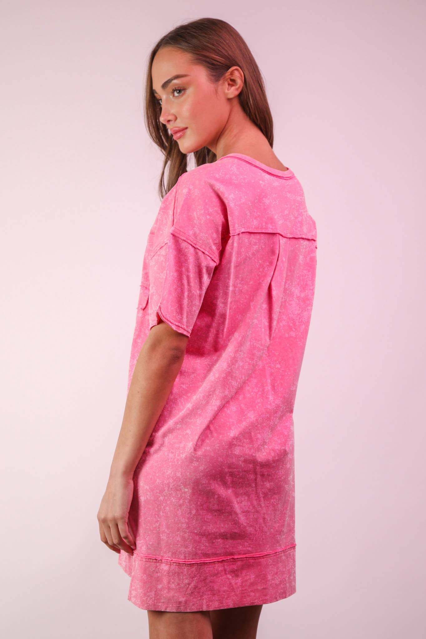 Mineral Washed Knit Oversized Shift Mini Dress