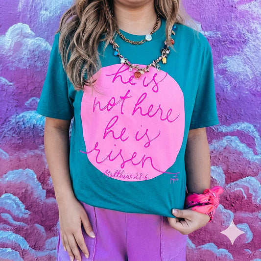 He is Risen Pink Circle Tee