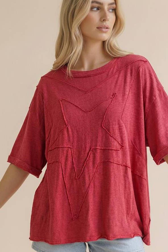 Star Patchwork Oversized Loose Fit Knit Top