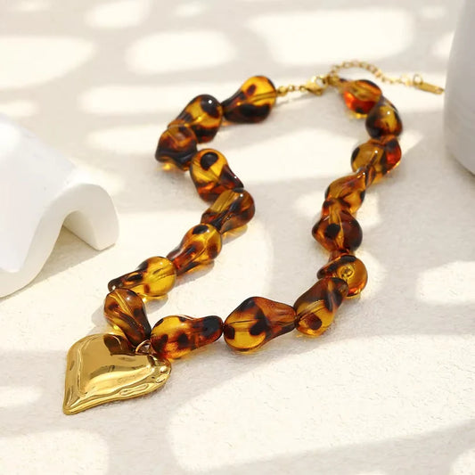 Gold Leopard Heart Necklace
