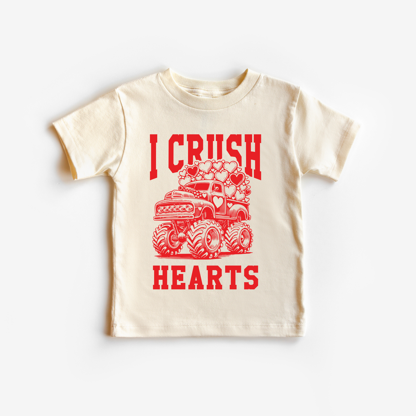 I Crush Hearts Monster Truck Valentines Day Kid Shirt