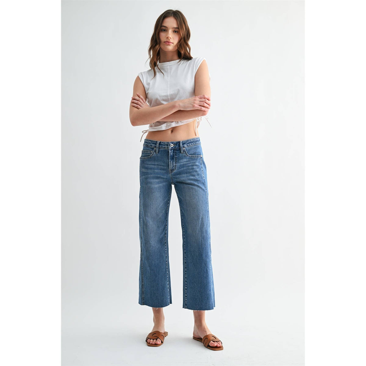 MID RISE STRAIGHT TUMMY TUCK CROP LOOSE FIT