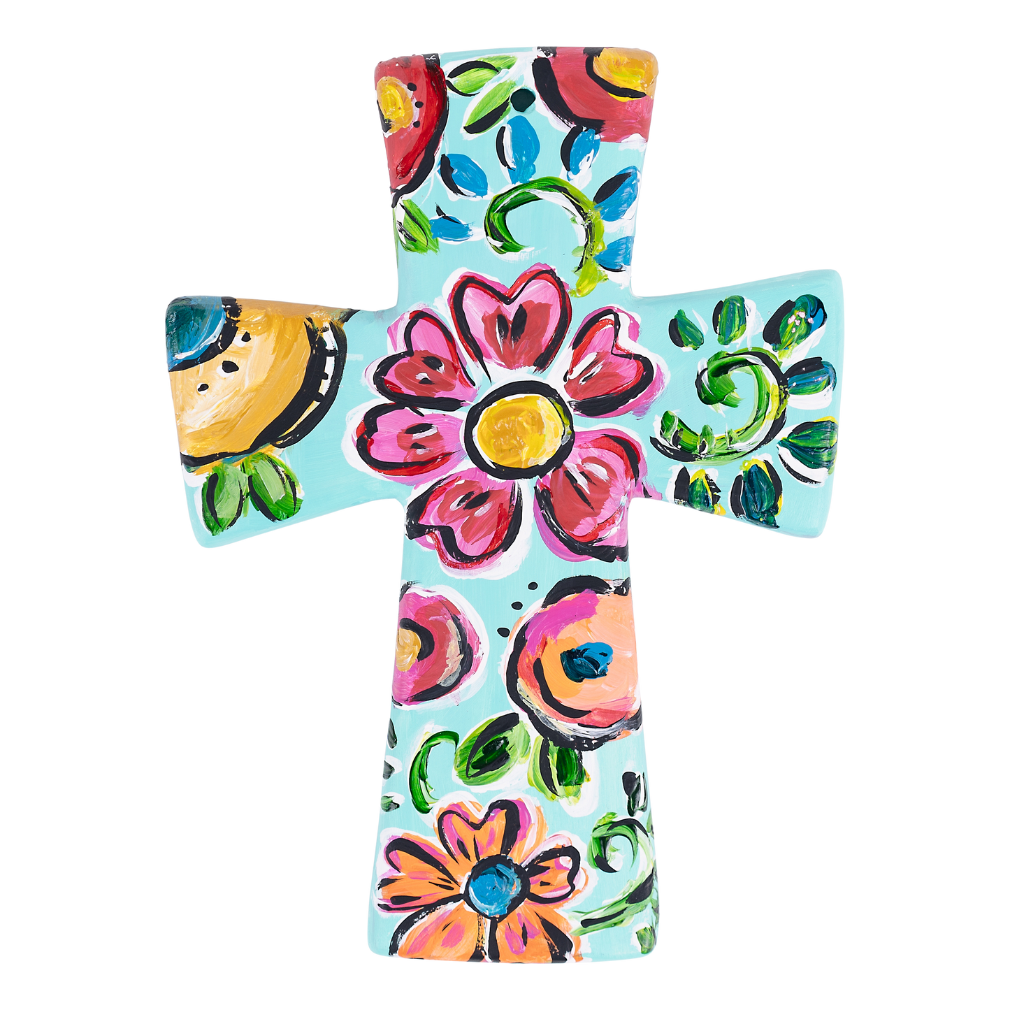 Turquoise Floral Cross
