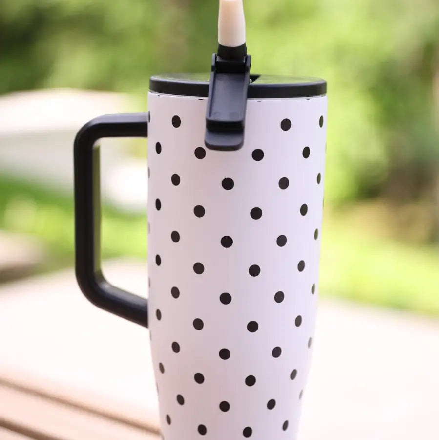 White Polka Dot Sleek Tumbler