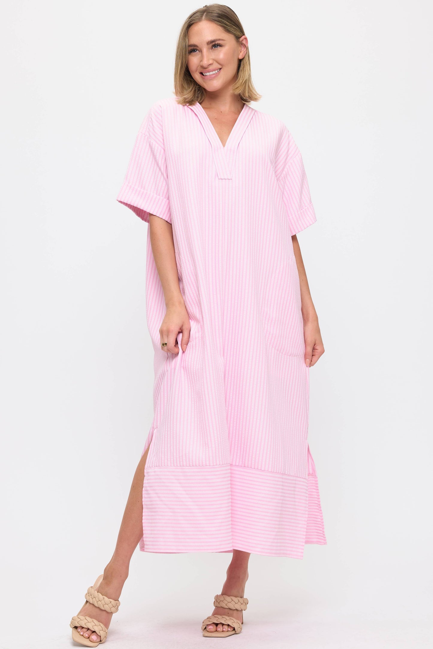 Pink Striped Maxi Dress