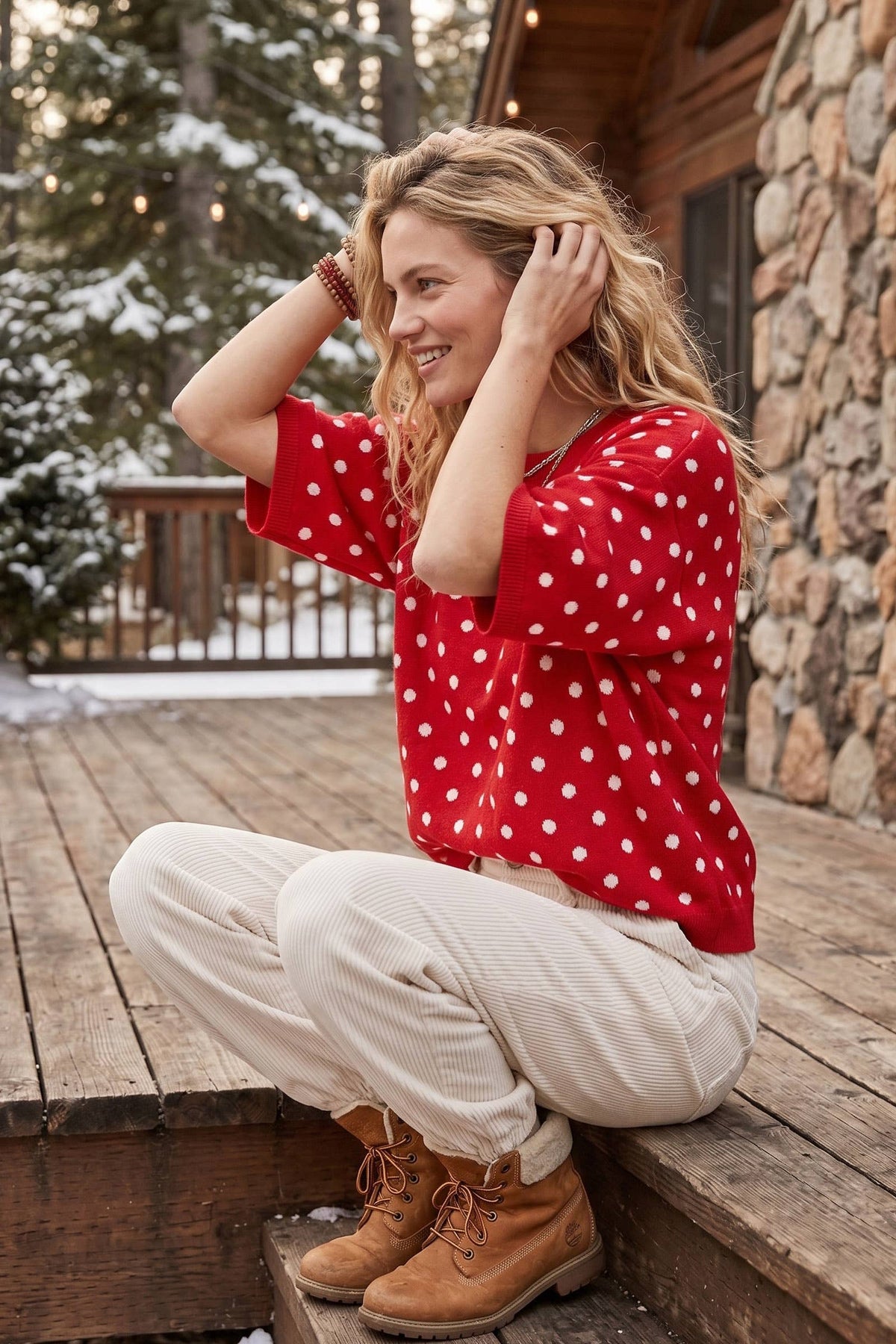 Oversized Polka Dot Sweater Top