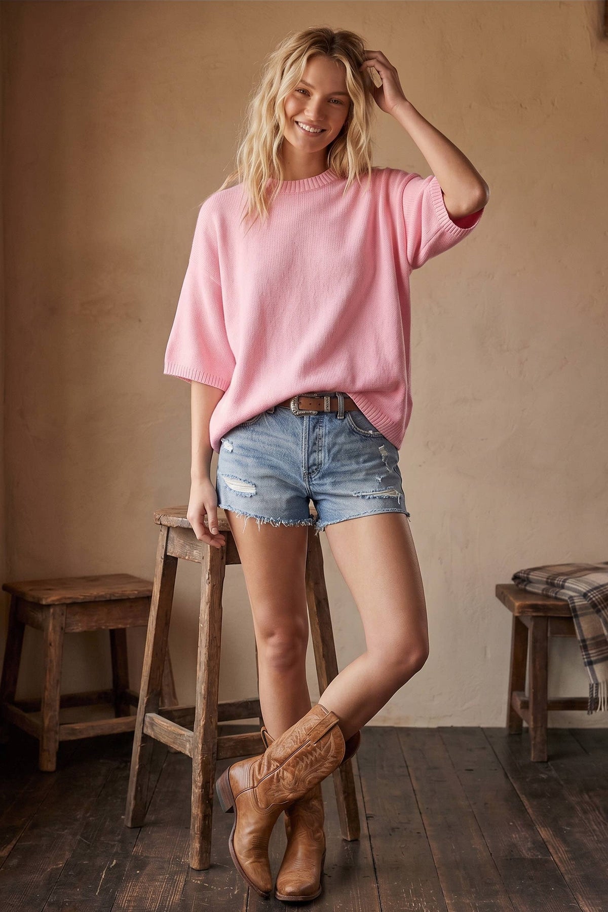 Short Sleeve Oversized Sweater Top